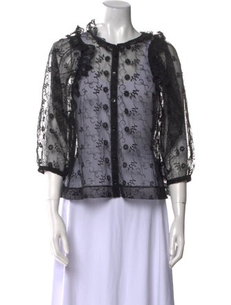 Simone Rocha Nylon Lace Pattern Button-Up Top