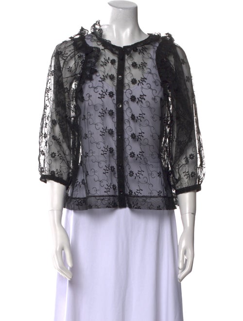 Simone Rocha Nylon Lace Pattern Button-Up Top