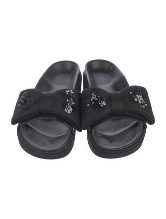 Simone Rocha Leather Bow Accents Slides