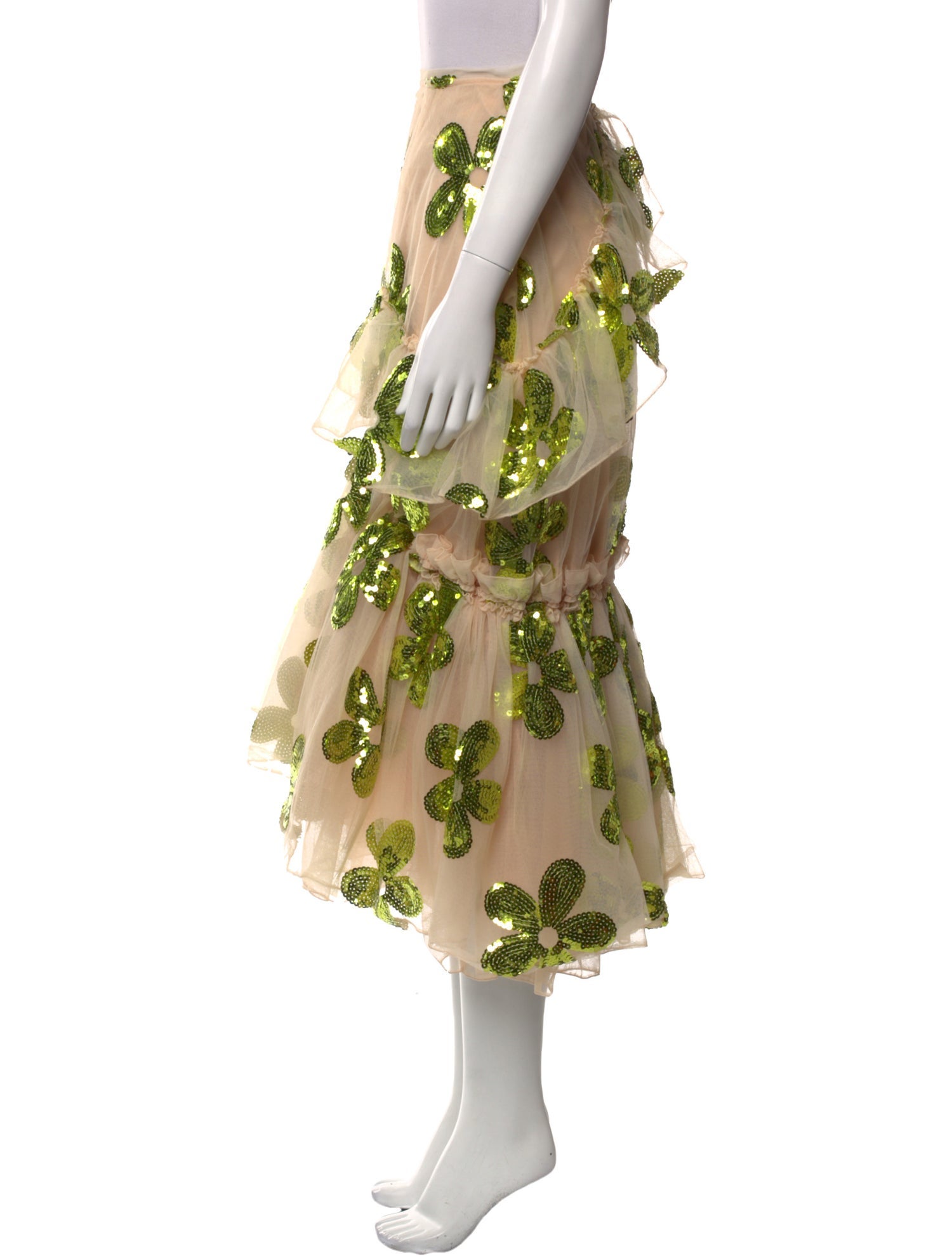 Simone Rocha Floral Print Midi Length Skirt