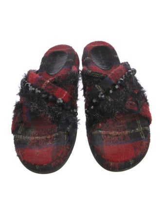 Simone Rocha Tweed Pattern Beaded Accents Slides