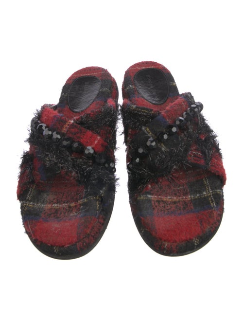 Simone Rocha Tweed Pattern Beaded Accents Slides