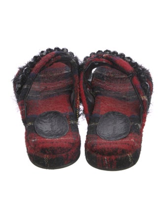 Simone Rocha Tweed Pattern Beaded Accents Slides