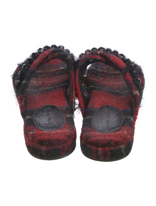 Simone Rocha Tweed Pattern Beaded Accents Slides