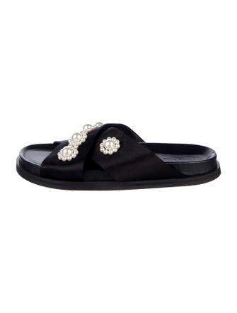 Simone Rocha Faux Pearl Accents Satin Slides