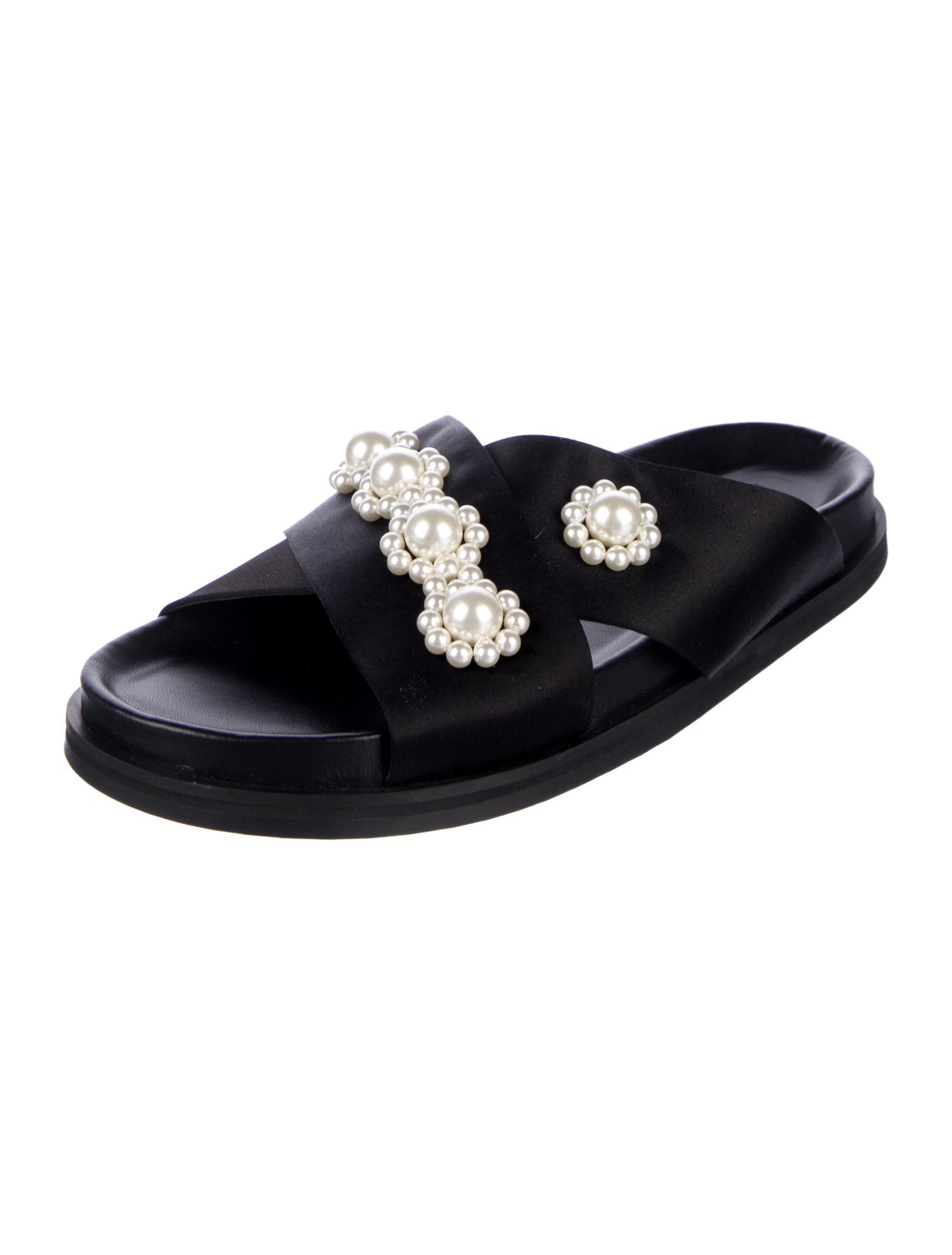 Simone Rocha Faux Pearl Accents Satin Slides