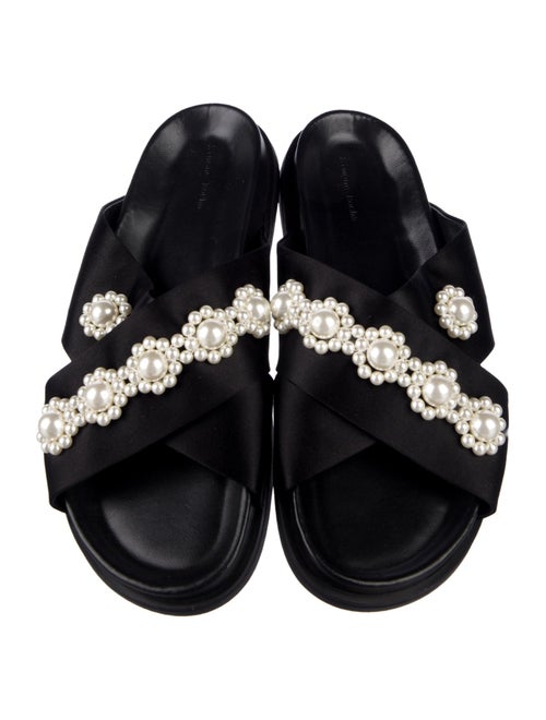 Simone Rocha Faux Pearl Accents Satin Slides