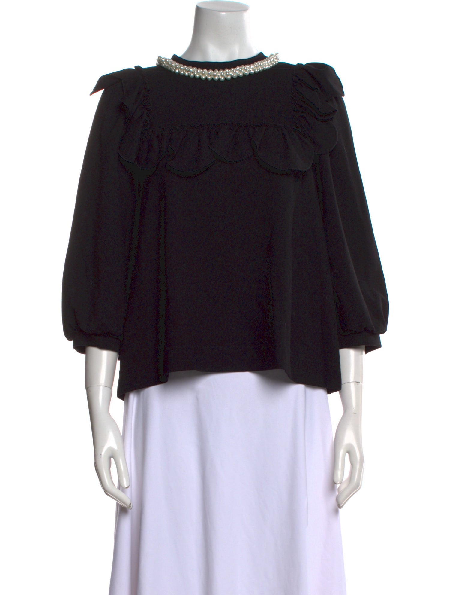 Simone Rocha Bateau Neckline Three-Quarter Sleeve Blouse