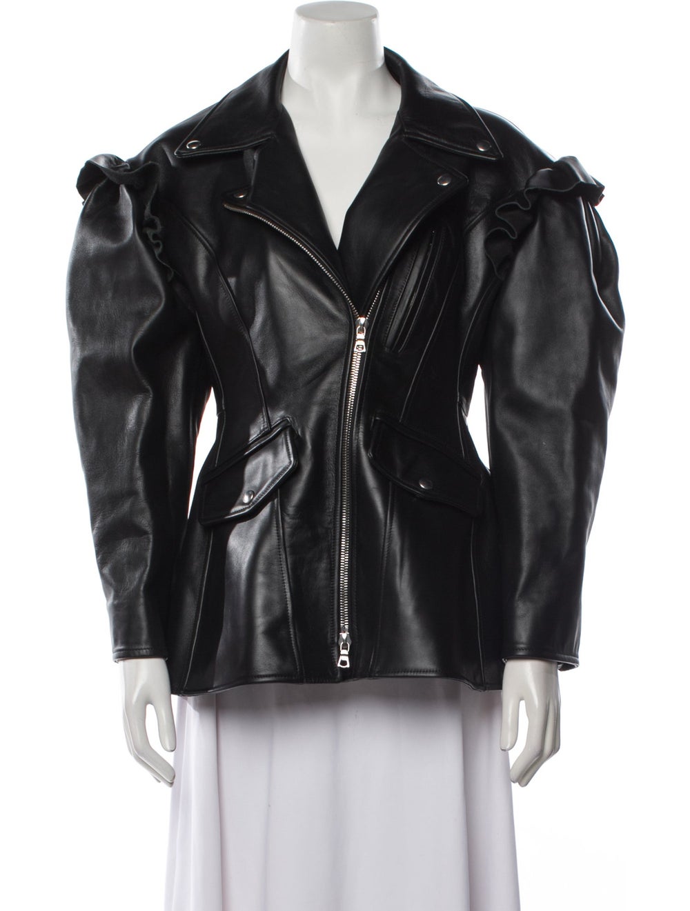 Simone Rocha Leather Biker Jacket Black Pointed C… - image 1