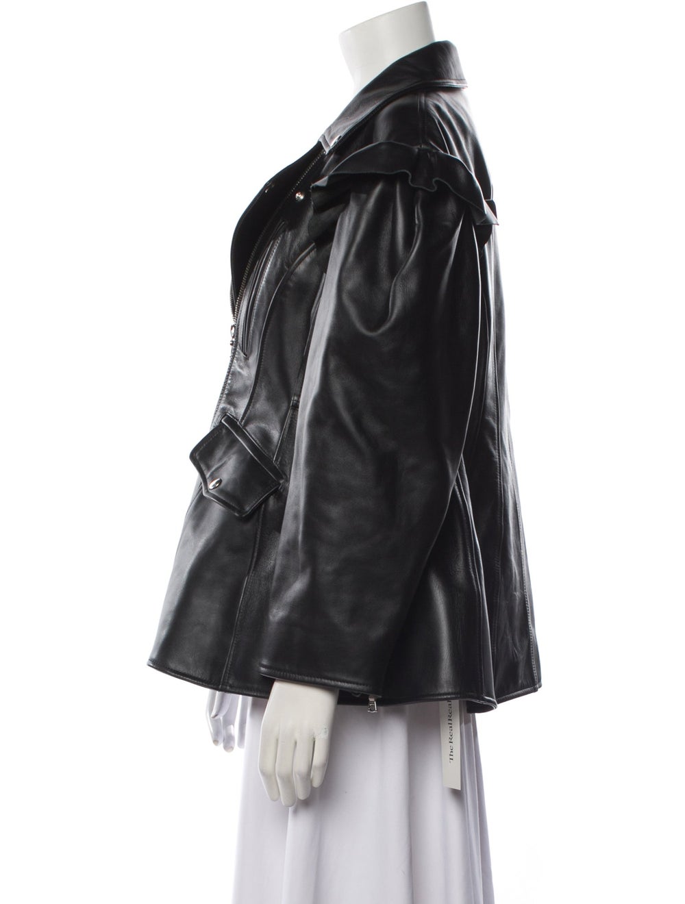 Simone Rocha Leather Biker Jacket Black Pointed C… - image 2