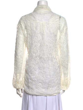 Simone Rocha Lace Pattern Long Sleeve Button-Up Top