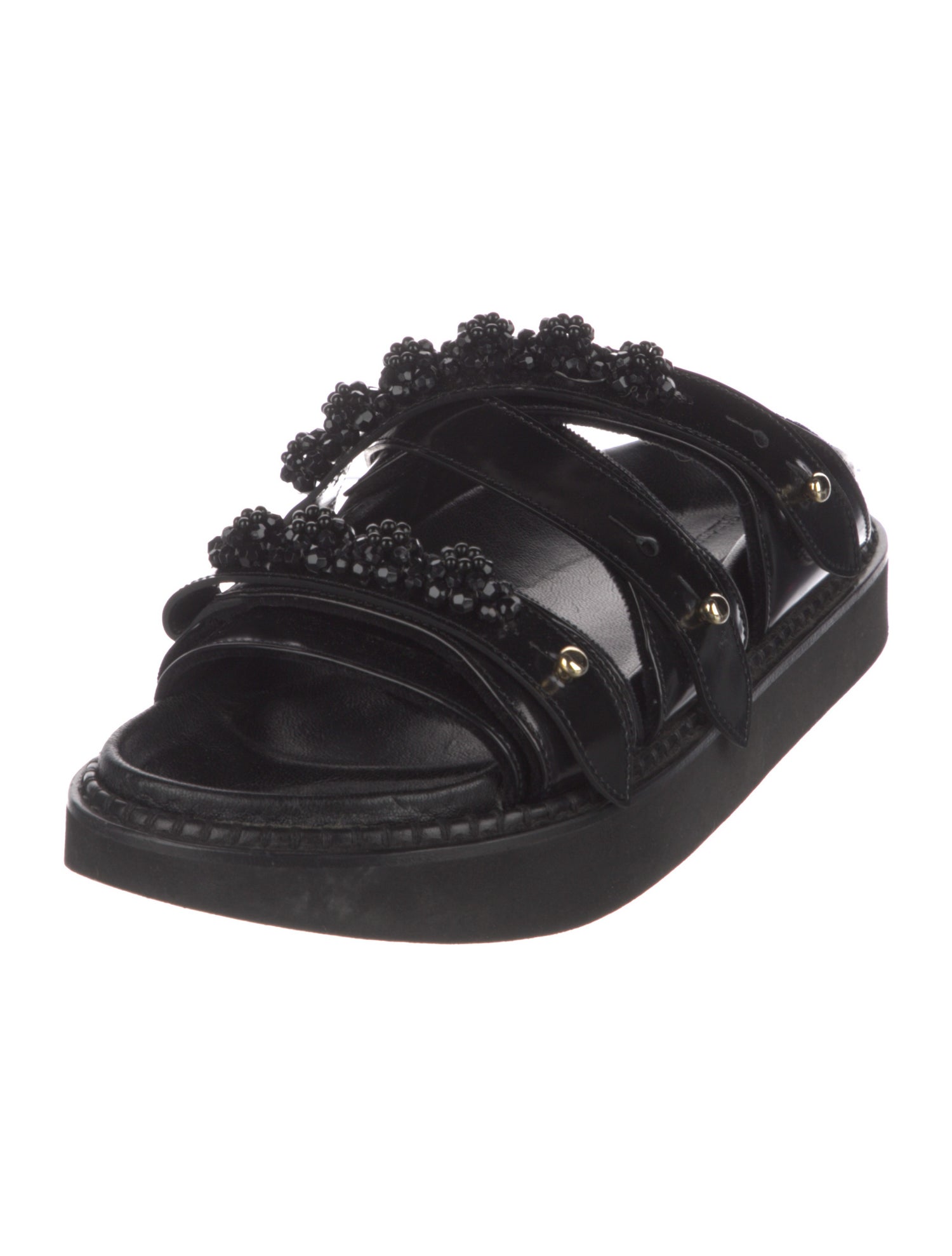 Simone Rocha Leather Beaded Accents Slides