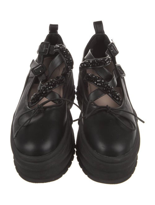 Simone Rocha Leather Beaded Accents Mary Jane Flats