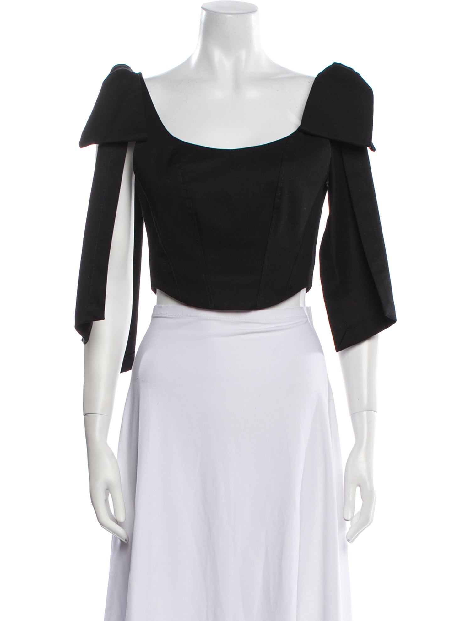 Simone Rocha Off-The-Shoulder Three-Quarter Sleeve Crop Top