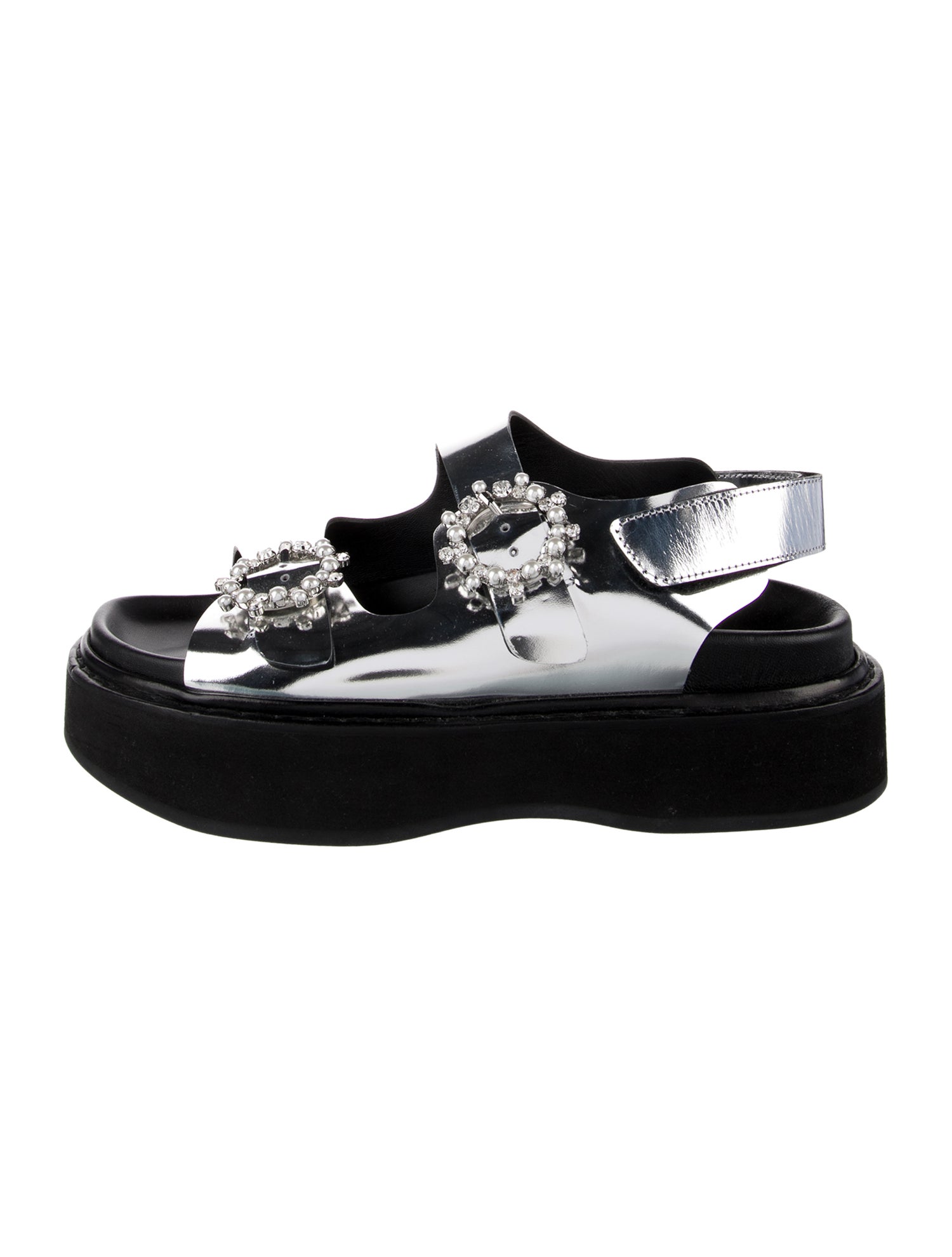 Simone Rocha Leather Crystal Embellishments Slingback Sandals
