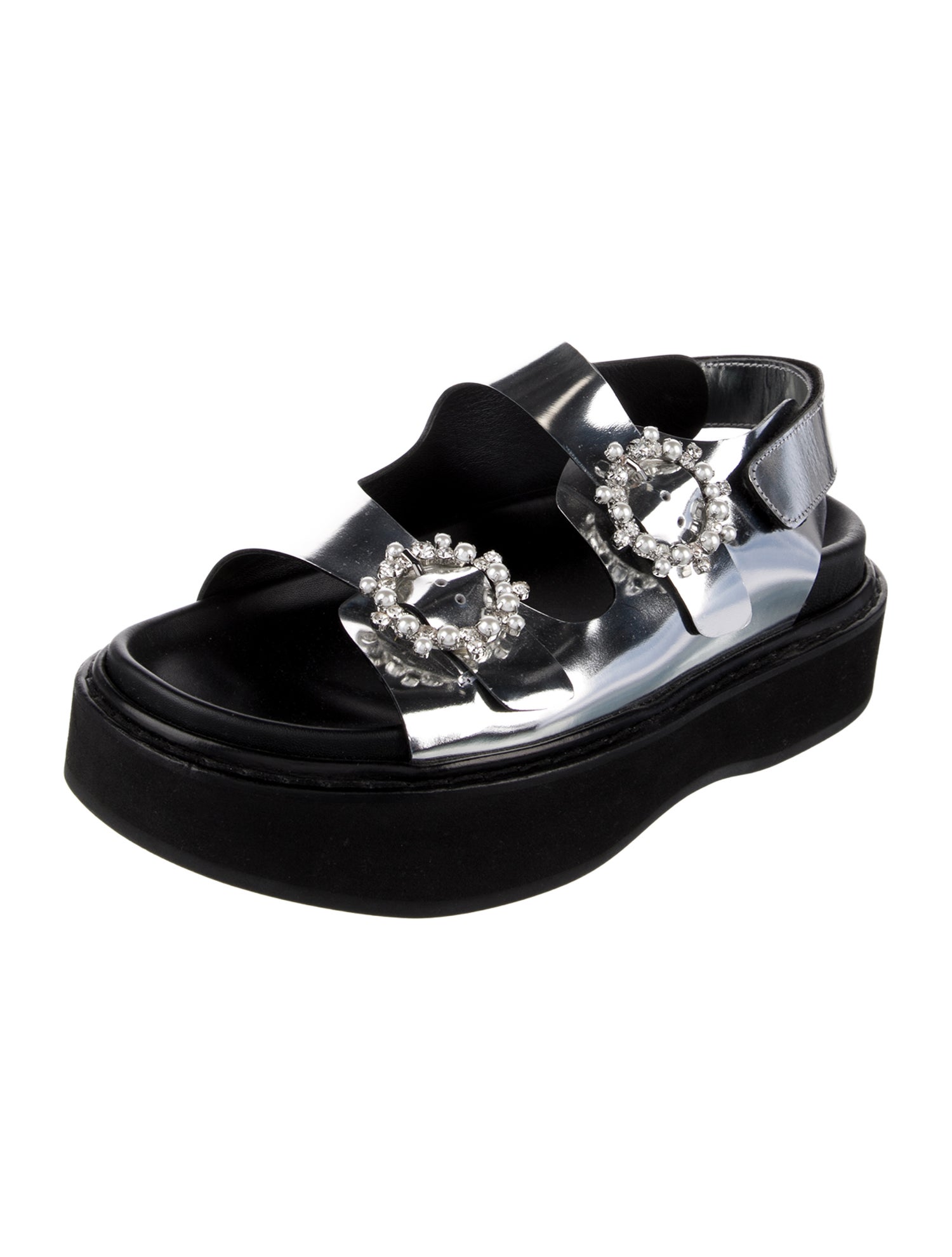 Simone Rocha Leather Crystal Embellishments Slingback Sandals