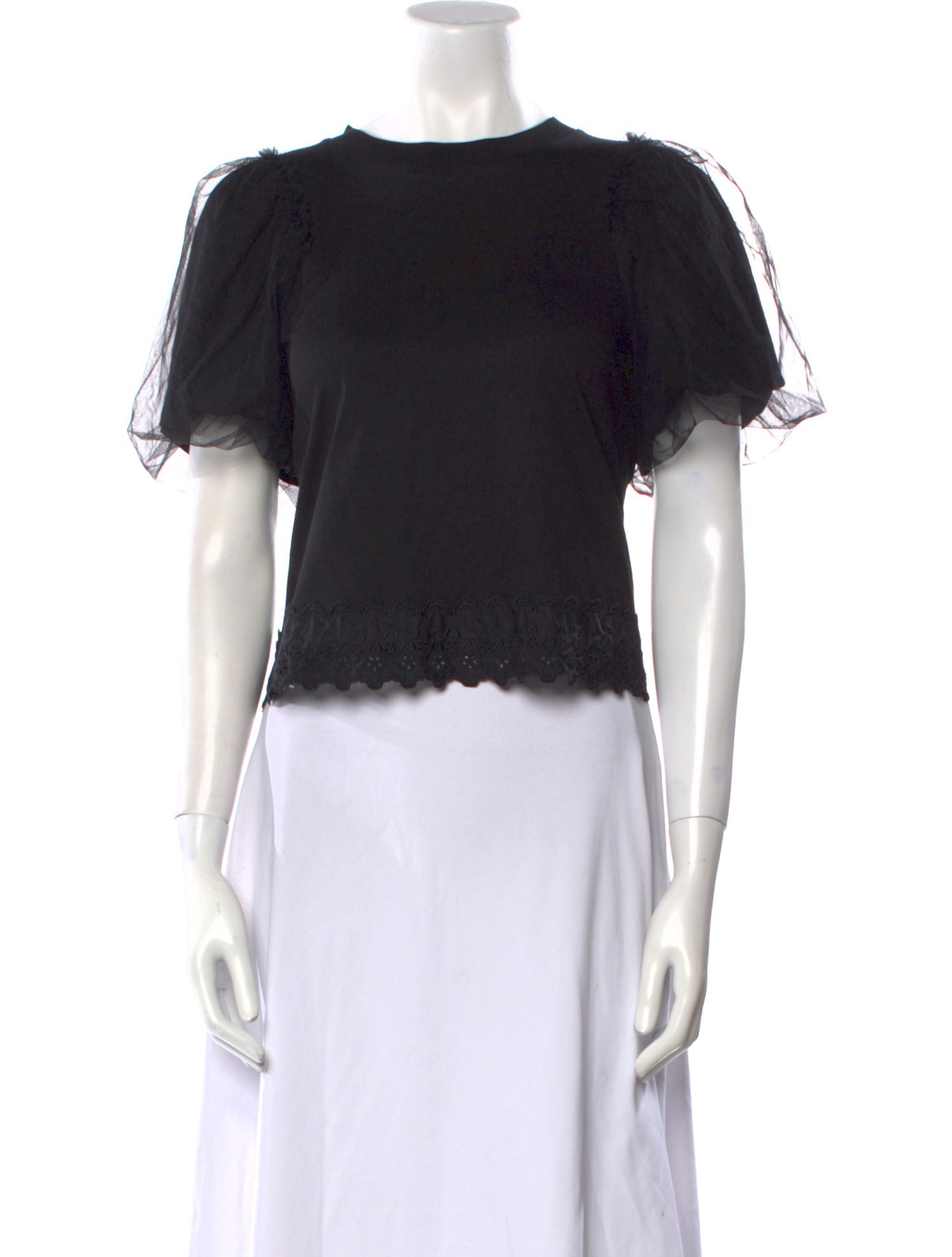 Simone Rocha Bateau Neckline Short Sleeve Crop Top