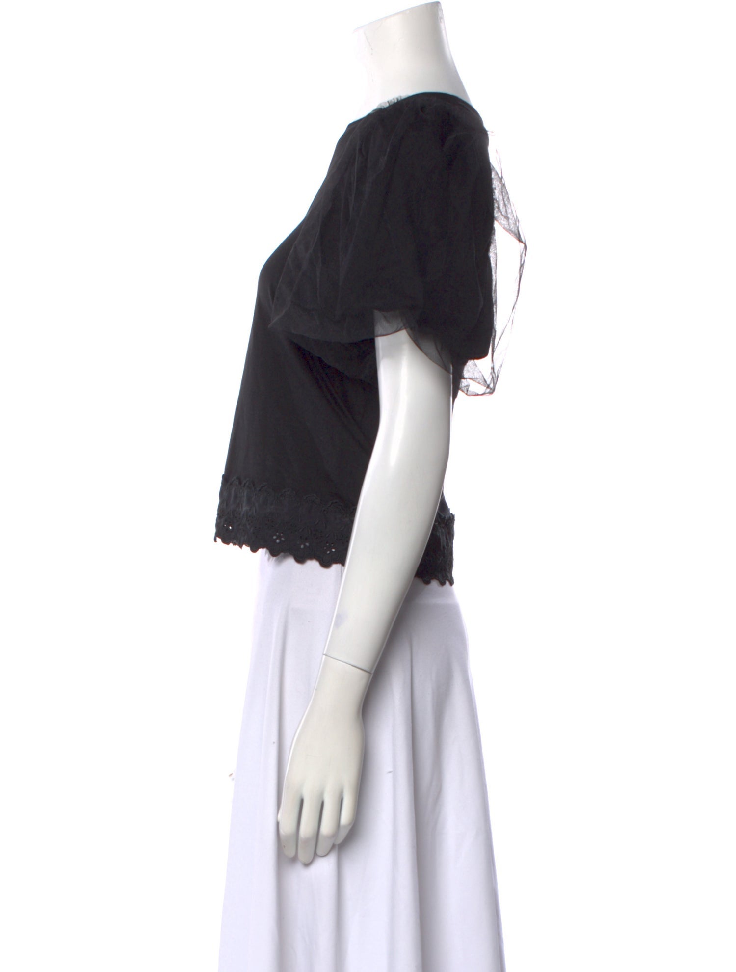 Simone Rocha Bateau Neckline Short Sleeve Crop Top