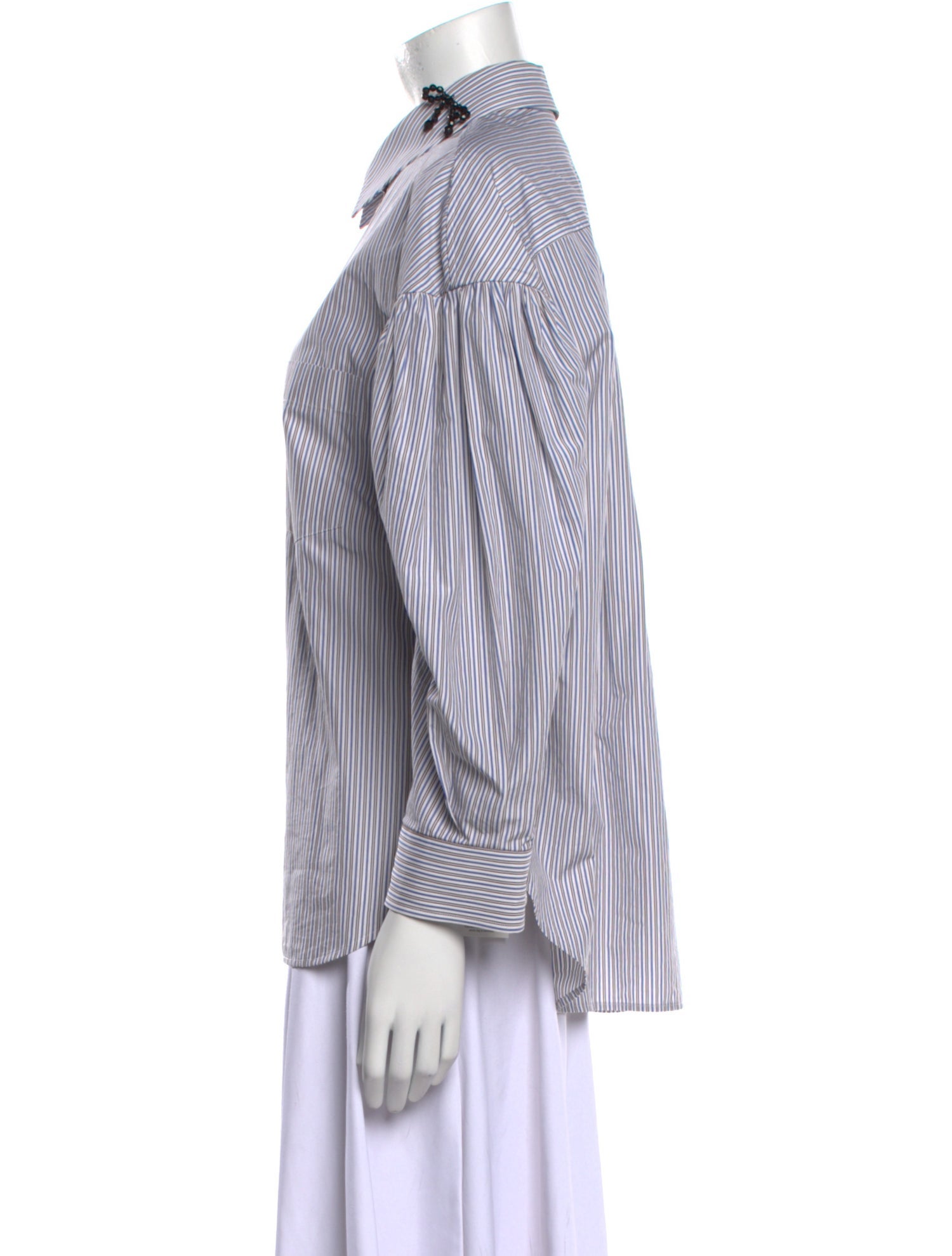 Simone Rocha Striped Long Sleeve Button-Up Top