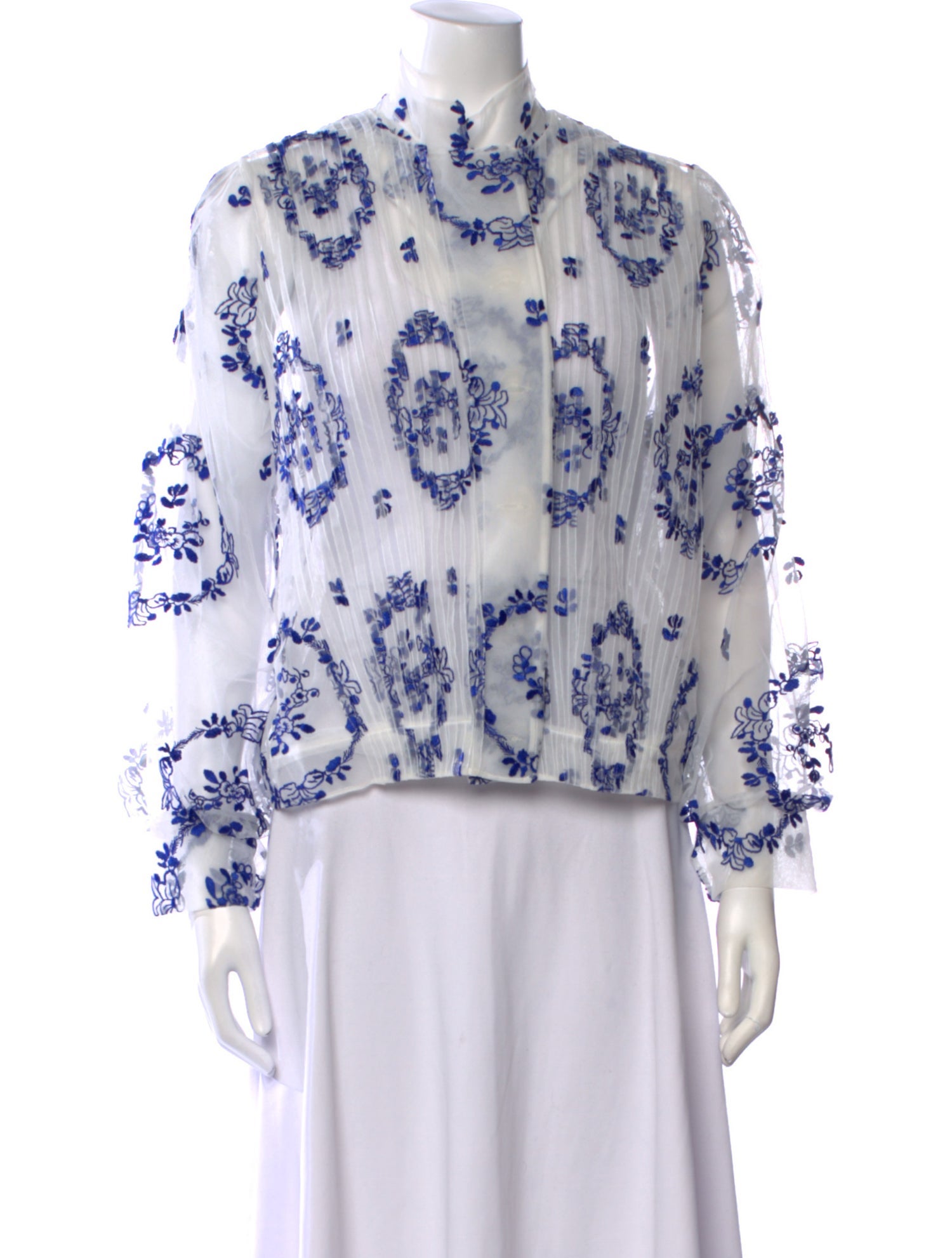 Simone Rocha Floral Print Mock Neck Blouse w/ Tags