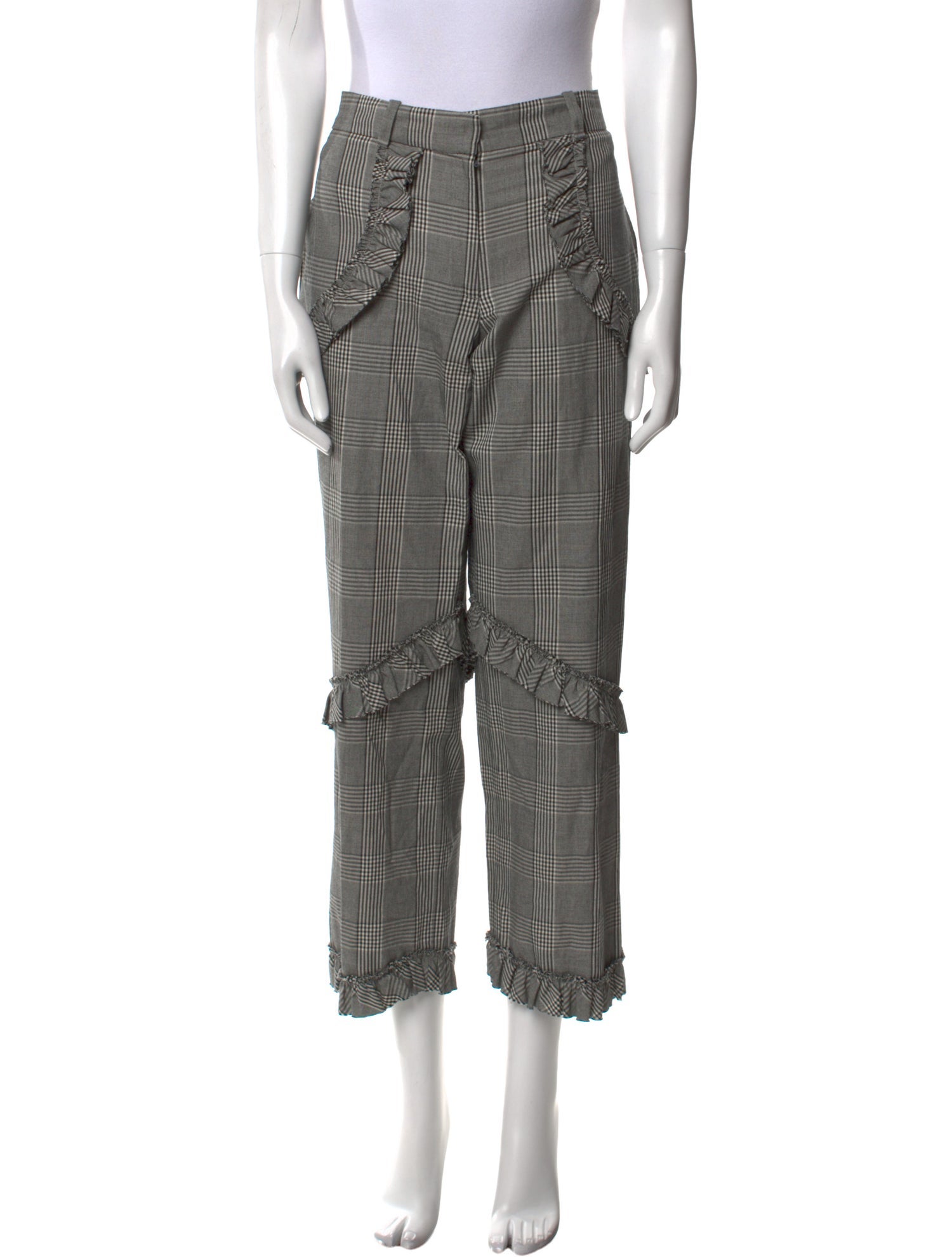 Simone Rocha Plaid Print Straight Leg Pants