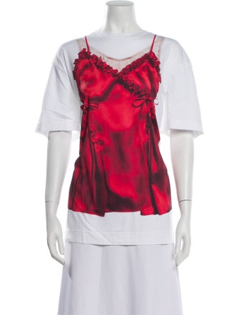 Simone Rocha Tie-Dye Print Square Neckline T-Shirt