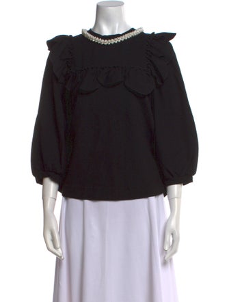 Simone Rocha Mock Neck Three-Quarter Sleeve Blouse