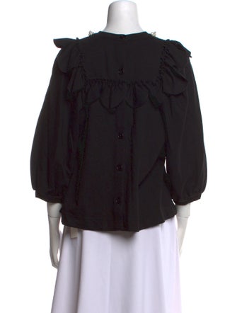 Simone Rocha Mock Neck Three-Quarter Sleeve Blouse