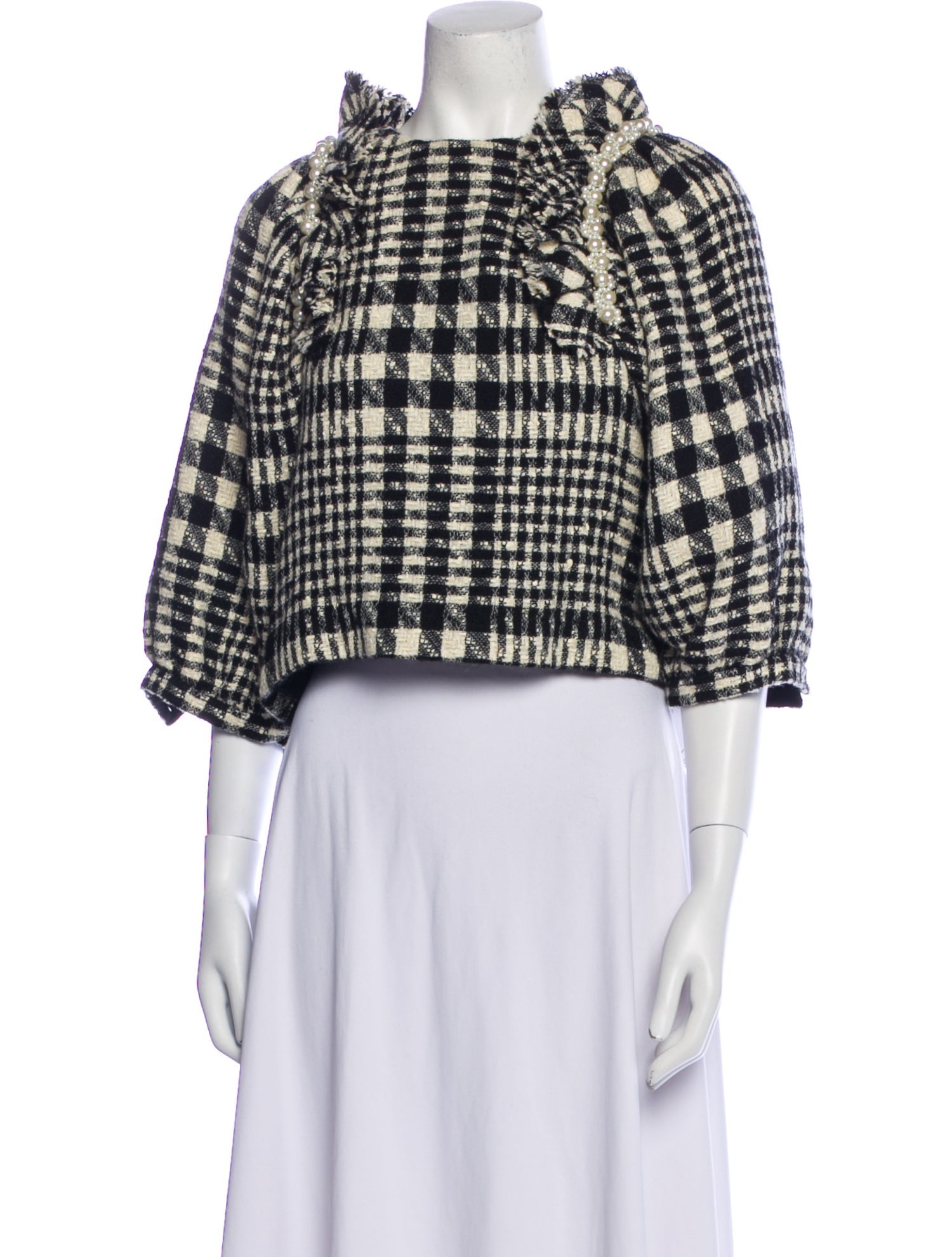 Simone Rocha Plaid Print Mock Neck Crop Top