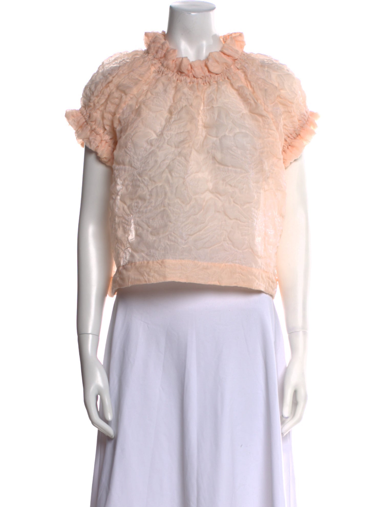 Simone Rocha Lace Pattern Mock Neck Crop Top