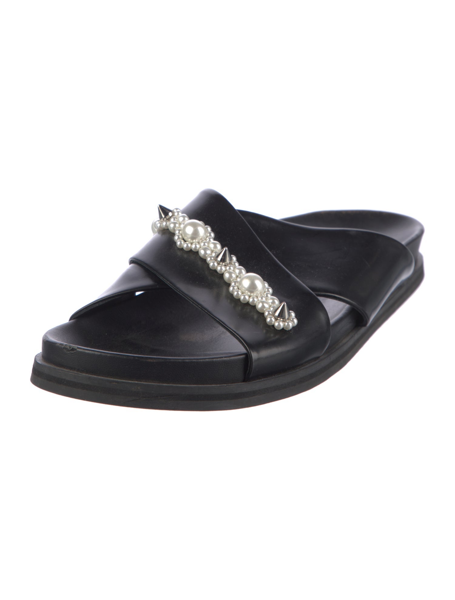 Simone Rocha Leather Studded Accents Slides