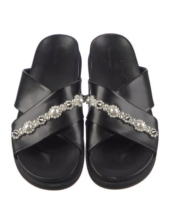 Simone Rocha Leather Studded Accents Slides