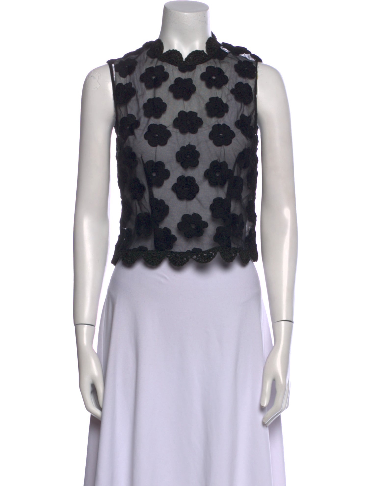 Simone Rocha Nylon Lace Pattern Crop Top