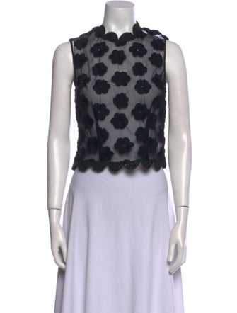 Simone Rocha Nylon Lace Pattern Crop Top