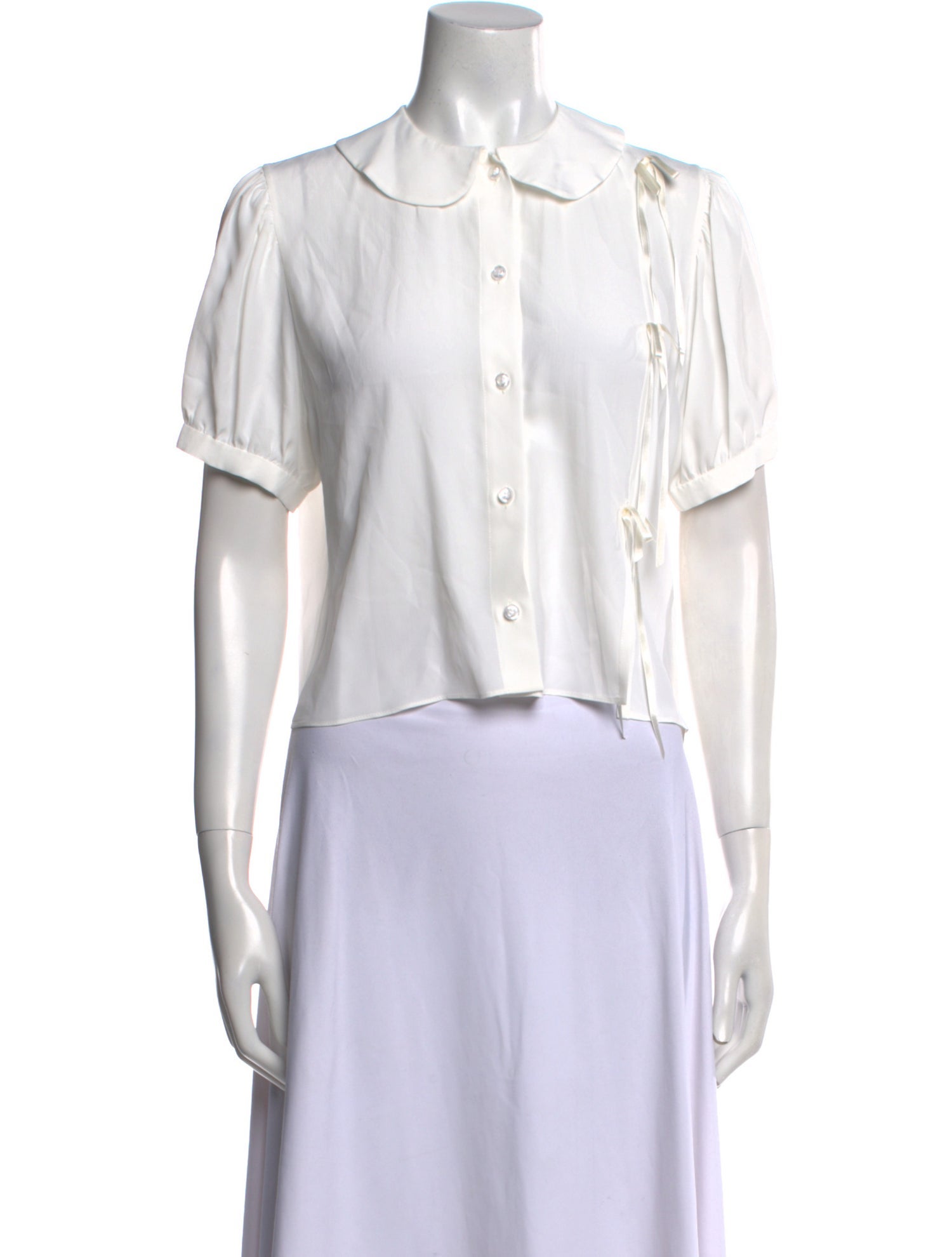 Simone Rocha Silk Short Sleeve Crop Top