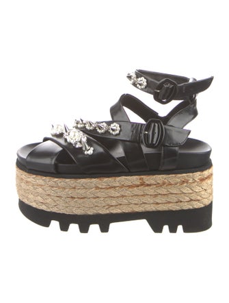 Simone Rocha Faux Pearl Accents Leather Espadrilles