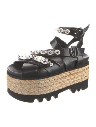 Simone Rocha Faux Pearl Accents Leather Espadrilles