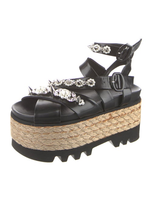 Simone Rocha Faux Pearl Accents Leather Espadrilles