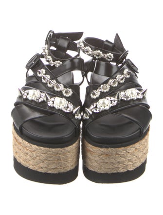 Simone Rocha Faux Pearl Accents Leather Espadrilles