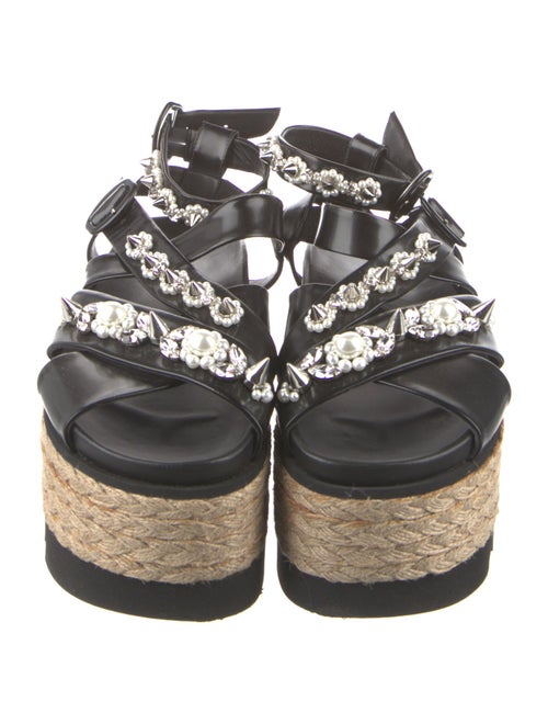 Simone Rocha Faux Pearl Accents Leather Espadrilles