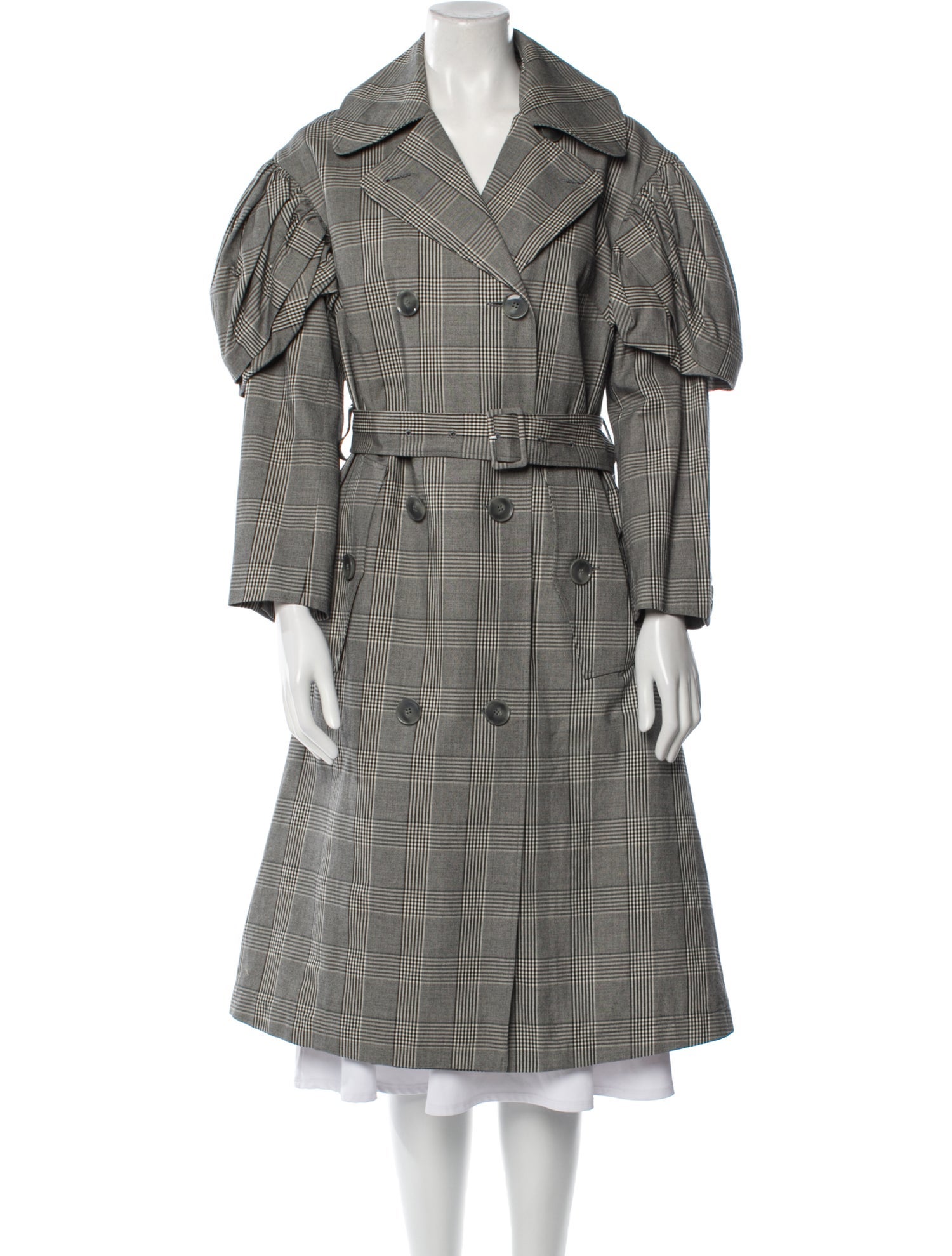 Simone Rocha Plaid Print Trench Coat
