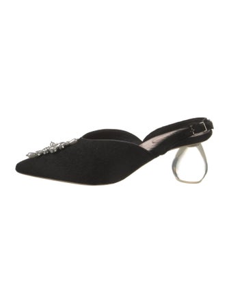 Simone Rocha Suede Crystal Embellishments Slingback Flats