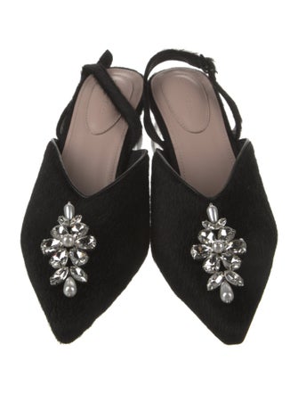 Simone Rocha Suede Crystal Embellishments Slingback Flats