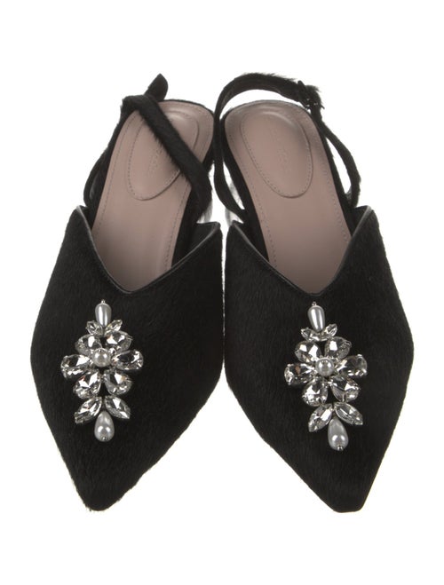 Simone Rocha Suede Crystal Embellishments Slingback Flats