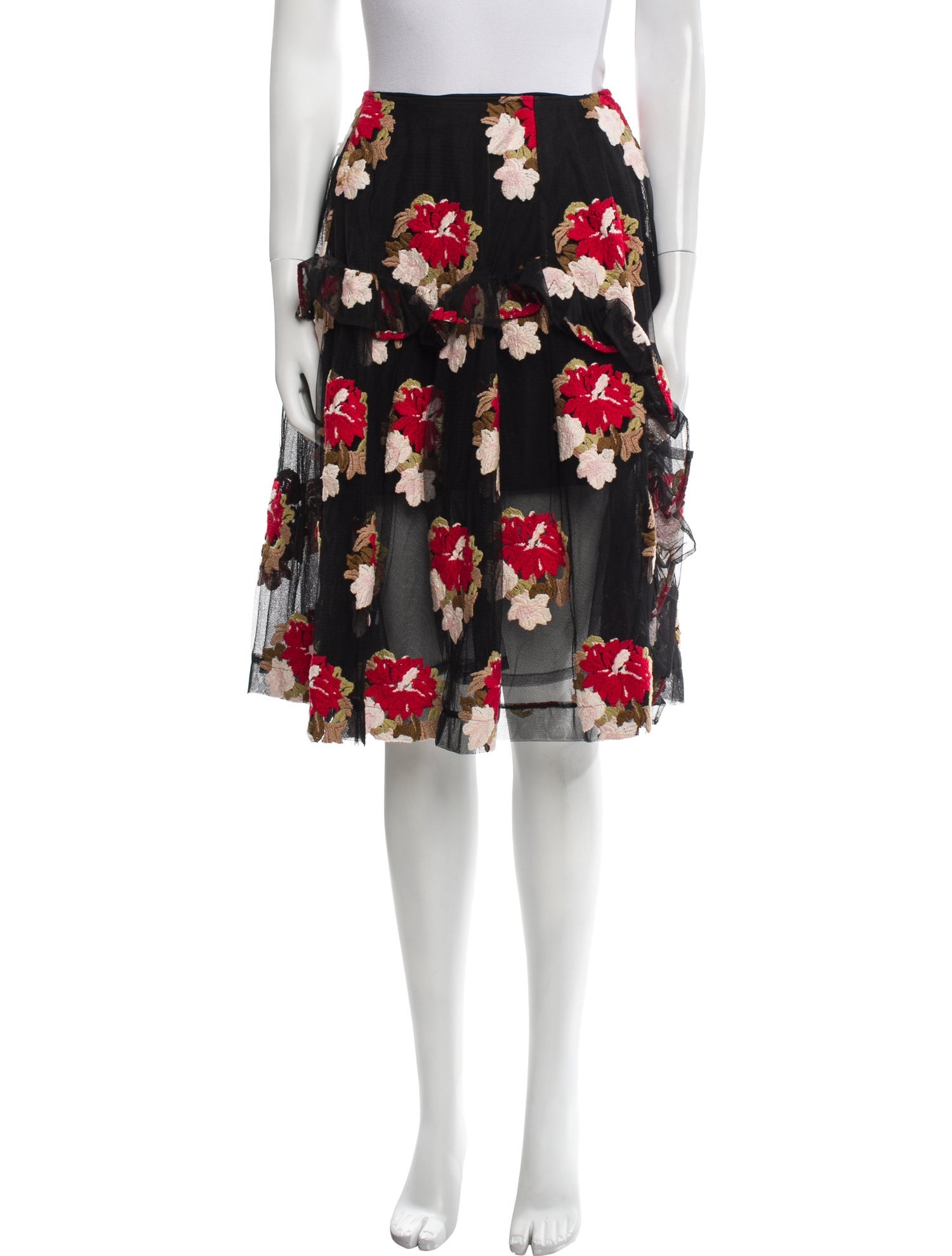 Simone Rocha Floral Print Knee-Length Skirt