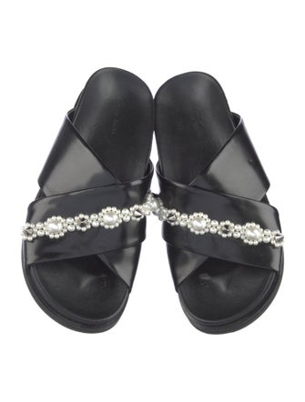 Simone Rocha Faux Pearl Accents Leather Slides