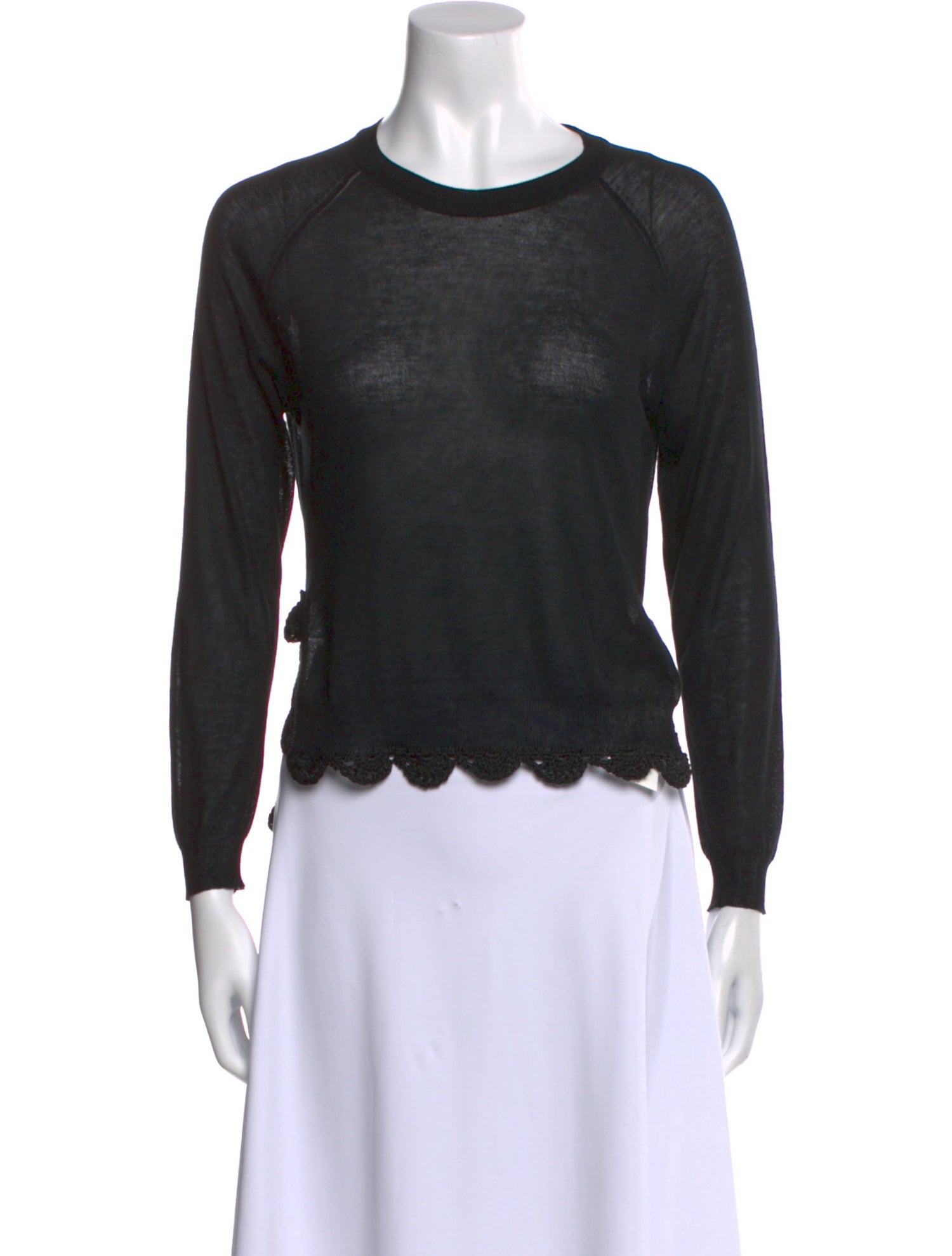 Simone Rocha Crew Neck Long Sleeve Crop Top