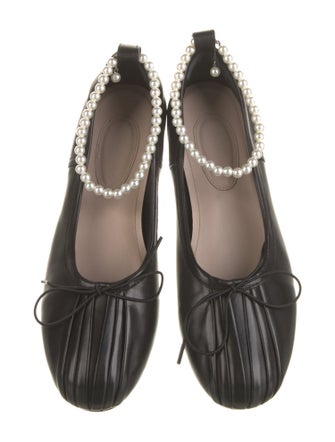 Simone Rocha Faux Pearl Accents Leather Flats