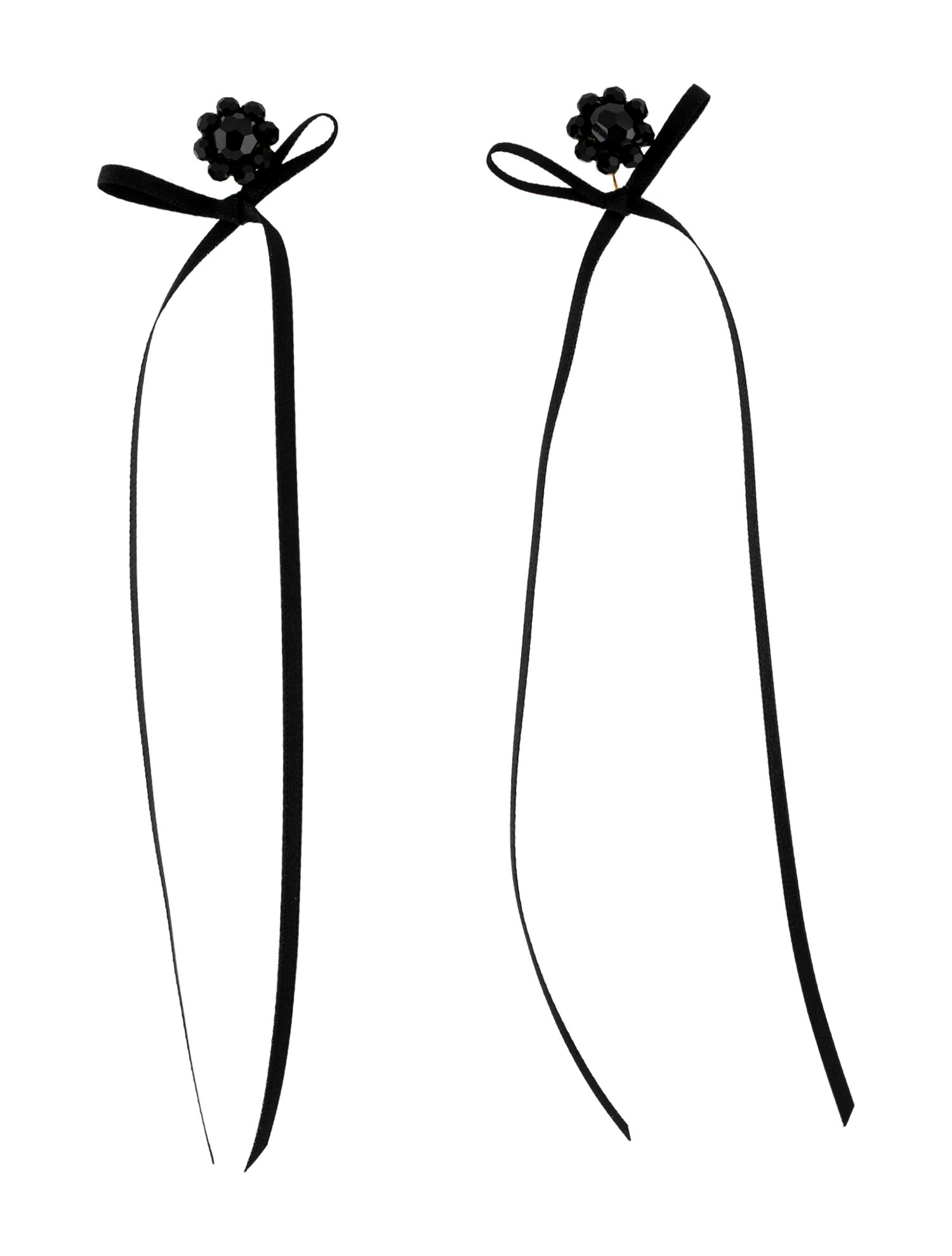 Simone Rocha Crystal & Ribbon Slim Bow Drop Earrings w/ Tags