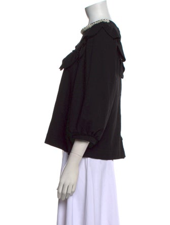 Simone Rocha Bateau Neckline Three-Quarter Sleeve Blouse